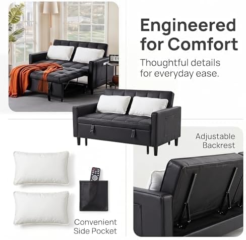 NicBex Leather Sleeper Sofa Bed - Image 5