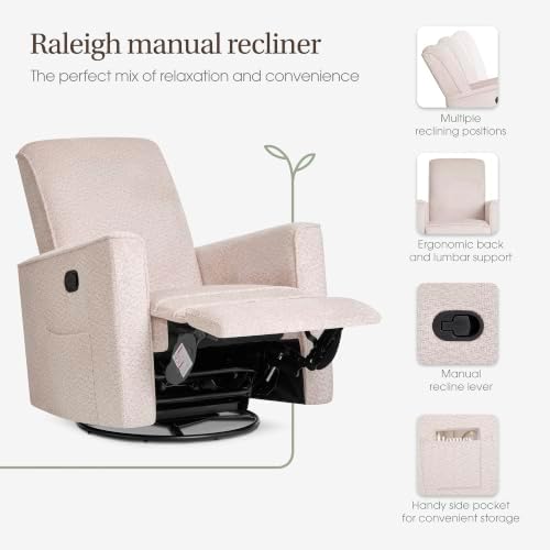 Evolur Raleigh Plus Nursery Glider Recliner, Ballet Pink - Image 6