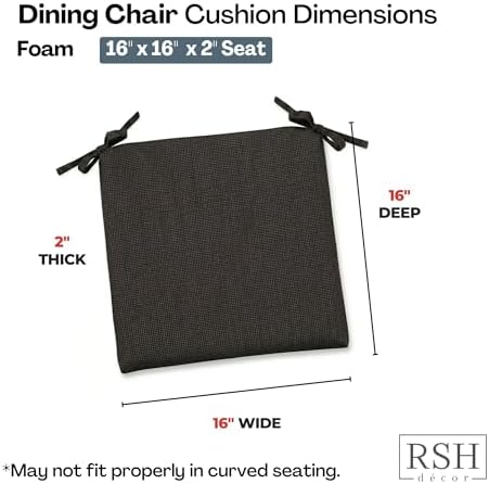 RSH DECOR: Sunbrella Foam Chair Cushions Set of 2 | 16" x 16" x 2" | - Image 3
