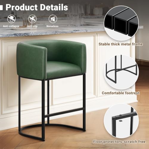 26" H Counter Height Bar Stools Set of 3, Modern Barrel Counter Stools - Image 6