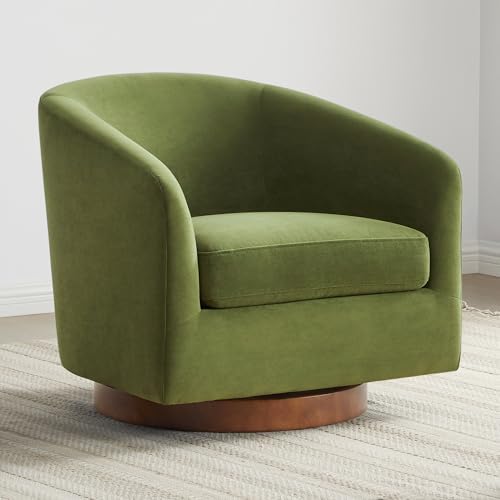 CHITA Swivel Accent Chair, FSC Wood Frame, Fully Assembled, Forest Green by Unknown