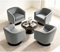 Pia Ricco Set of 4 Velvet 360° Swivel Barrel Accent Chair Gray by PiaRicco