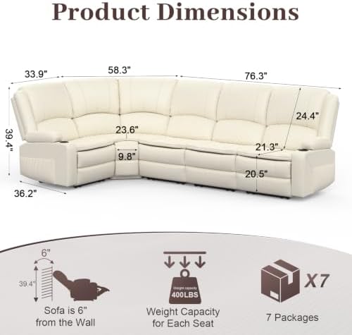 5 Seater Reclining Sofa Set, Modern Living Room Couch Set - Image 2