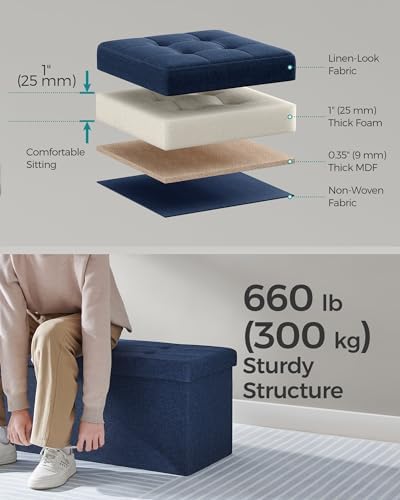 SONGMICS 43.3 Inches Storage Ottoman, Foldable Bench - Image 5