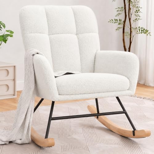 Nursery Rocking Chair Teddy, Upholstered Glider Rocker by AYEASY