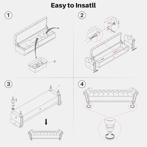 SOFTHION 67" Storage Bench for Bedroom, Linen Upholstered, Dark Grey - Image 7