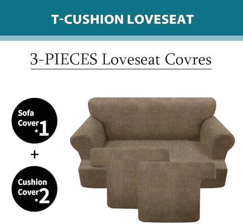 T Cushion Loveseat Slipcover 3 Pieces Sofa Covers - Image 4