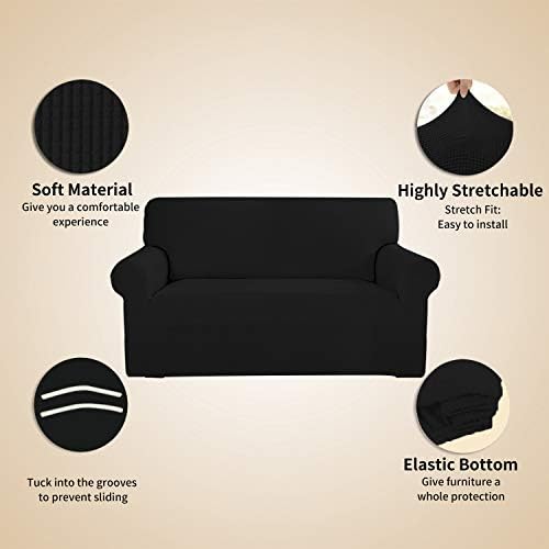 Easy-Going Stretch 4 Seater Oversized Sofa Couch Cover Black - Image 4