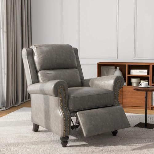 Faux Leather Pushback Recliner Chair, Overstuffed Armchair by UIXE