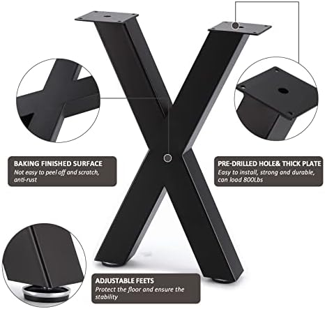 ALLCOS Bench Legs 16 Inch X-Shape Metal Bench Legs Sturdy Metal Coffee Table - Image 3