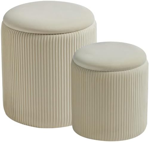 BLEXA Set of 2 Round Storage Ottoman by OUSADOU