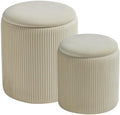 BLEXA Set of 2 Round Storage Ottoman by OUSADOU