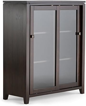 SIMPLIHOME Cosmopolitan 36" Storage Cabinet in Mahogany Brown - Image 5