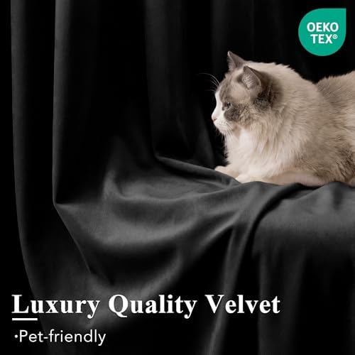 StangH Blackout Black Velvet Curtains Extra Long Theater - Image 5