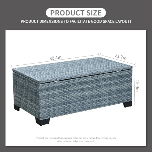 Outdoor Storage Table Wicker Patio Coffee Table All-Weather Rattan Side Table - Image 3