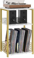 LELELINKY Large White Marble Record Player Stand by LELELINKY