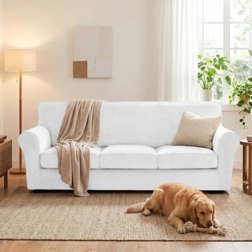 XINEAGE 4-Piece Velvet Sofa Cover, Couch Covers - Image 4