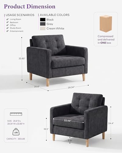 TYBOATLE Upholstered Accent Chair, Mid-Century Modern Arm Chair - Image 2