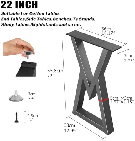 22 Inch Metal Table Legs Black Iron Coffee & End Table Legs, Diamond Shape DIY - Image 4