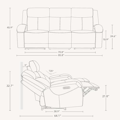 Watson & Whitely Genuine Leather Power Recliner Sofa & Loveseat Set - Image 2