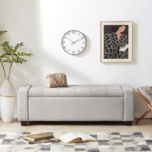 Huatean Home 48" Ottoman with Storage, Light Gray Storage Ottoman Bench - Image 6