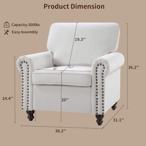 Rolled Arms Sofa Chair, Nailhead Accent Chair - Image 2