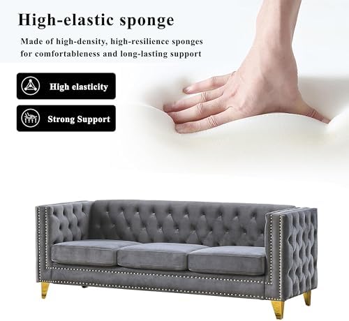 2 Piece Chesterfield Velvet Combination Sofa Set - Image 4