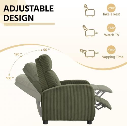 Yaheetech Recliner Chair with 3 Adjustable Angles Armchair Dark Green - Image 4