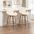 25.2" Swivel Bar Stool with Back Cream White Leather Kitchen Barstool Chair by LUNLING
