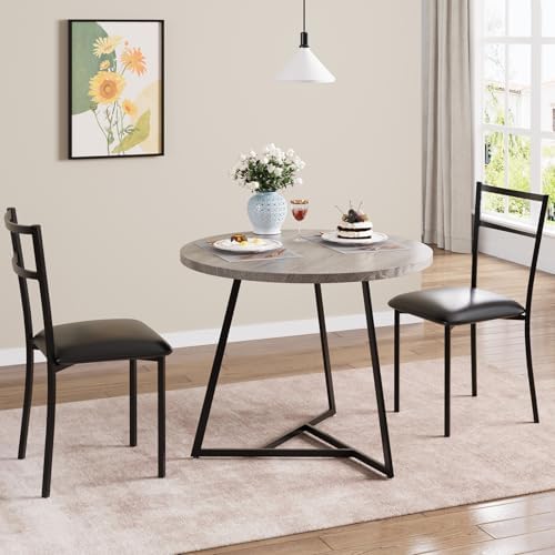 3-Piece Dining Table Set for 2, Small Round Dining Set - Image 4