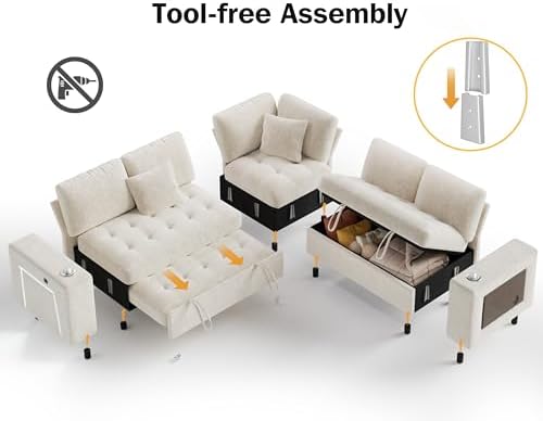 Vipbear 86" Modular Sectional Sleeper Sofa - Image 4