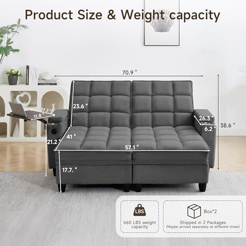 70.9" Chaise Lounge Chair Indoor, Oversized Boucle Upholstered Sofa Bed - Image 2