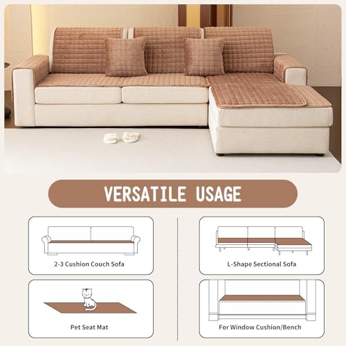 Velvet Sectional Couch Covers for Dogs, Dark Brown - Image 4