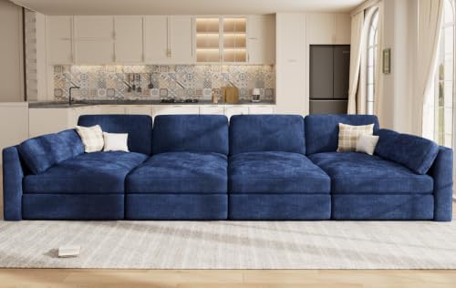 Oversized Modular Sectional Sleeper Sofa Bed Cloud Couches Blue - Image 3