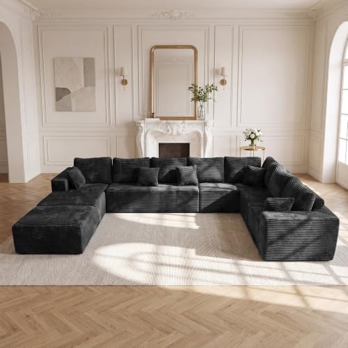 ONEMMLION 178" U-Shaped Boneless Cloud Modular Sectional Sofa, Dark Grey by ONEMMLION