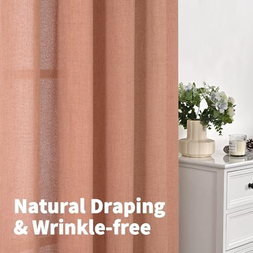 YoungsTex Terracotta Linen Curtains 78 Inch Length - Image 6