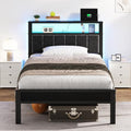OLEVS Twin Bed Frame with LED Lights & USB Outlets, Platform Twin Bed with by OLEVSHOME