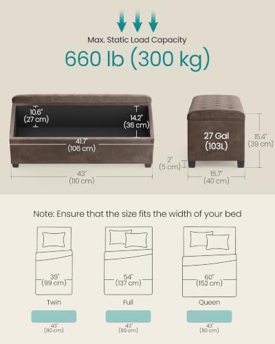 SONGMICS Storage Ottoman Bench, Foot Rest - Image 3