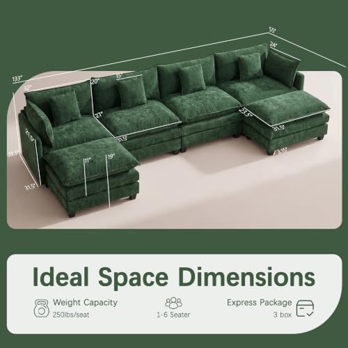 Modular Sectional Sofa 133" Oversized Cloud Couch - Image 2