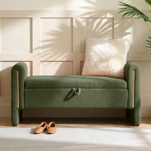 52" Flip-Top Storage Ottoman Bench, Teddy Entryway Bench by Wryxplor