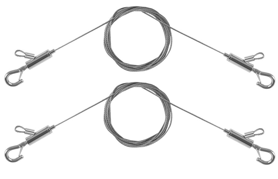2PCS Adjustable Picture Hanging Wire 1m x 1.5mm Large Hooks, Picture Frame Wire Kit Heavy Duty 100lbs, Stainless Steel for Art, Mirror, Light Lamp, Billboards, Basket Flowerpot