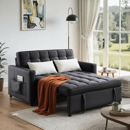 Leather Sleeper Sofa Bed with Adjustable Backrest & Pillows by Outdoorchairs