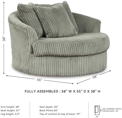 Signature Design by Ashley Lindyn Oversized Round Swivel Accent Chair - Image 3