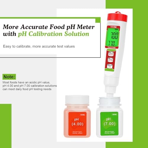 YINMIK Food pH Tester with pH Calibration Storage Solution Digital pH Meter - Image 4
