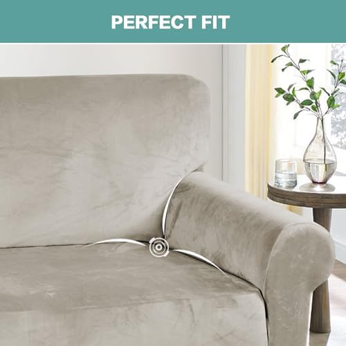 Turquoize Stretch Velvet Chair Cover Sofa Chair Covers - Image 4