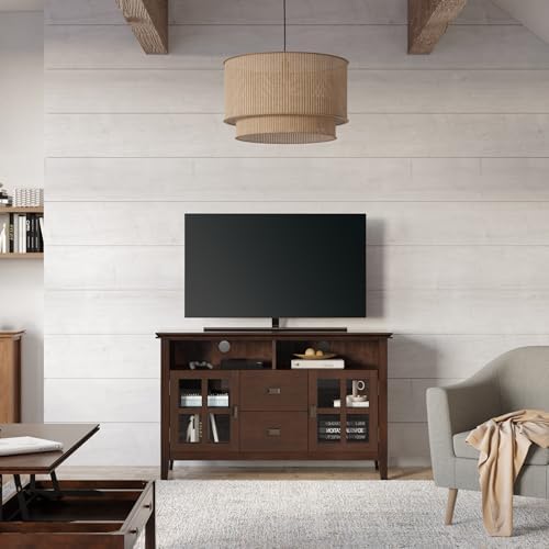 SIMPLIHOME Artisan 48" Wide Solid Wood TV Stand in Russet Brown - Image 3