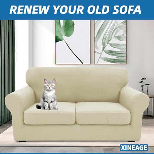 XINEAGE 3-Piece Stretch Loveseat Sofa Cover, Washable Couch Covers - Image 4