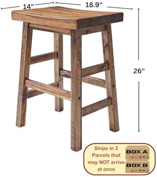 Alaterre Durango Solid Wood Rustic Bar Stool Set of 2 - Image 3