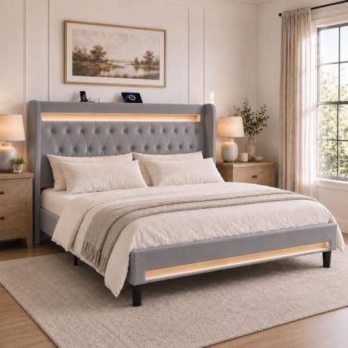 Allewie King Size Upholstered Bed Frame by Allewie