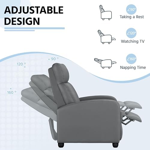 Yaheetech Recliner Chair with 3 Adjustable Angles Living Room Chairs Gray - Image 4